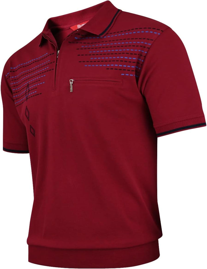 Soltice Herren Kurzarm Poloshirt, Polohemd Kragen, Gestreifte Blousonshirt mit Brusttasche aus Baumw