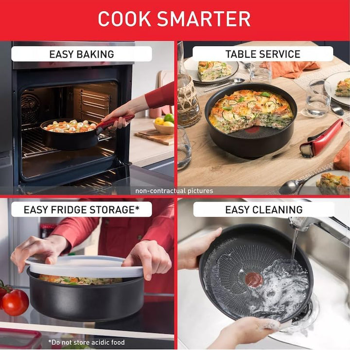 Tefal Ingenio So'Light Topfset, 11-teilig, Schwarz, Aluminium, Abnehmbare Griffe, Antihaftbeschichtu