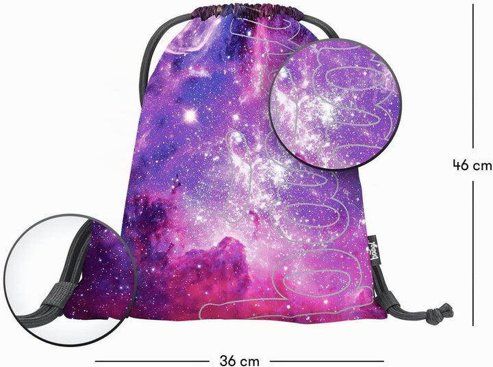 Baagl Federmäppchen Turnbeutel Set 2-teilig Mädchen Sportbeutel - Galaxy | Schule Federtasche, Gymsa
