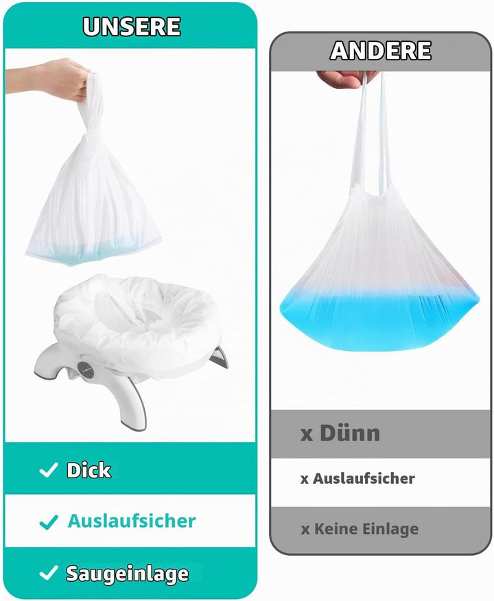 Newnice 60 Stück Einweg-Töpfchenbeutel für Kinder – Tragbare Liner mit saugfähigem 200ml Pad für unt