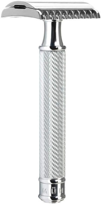 MÜHLE Traditional Rasierset - Silberspitz-Dachszupf Rasierpinsel, Rasierhobel mit offenem Kamm und S