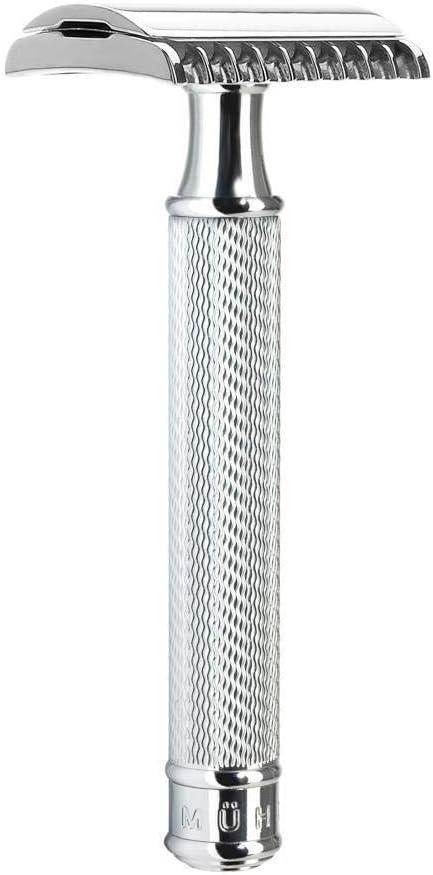 MÜHLE Traditional Rasierset - Silberspitz-Dachszupf Rasierpinsel, Rasierhobel mit offenem Kamm und S