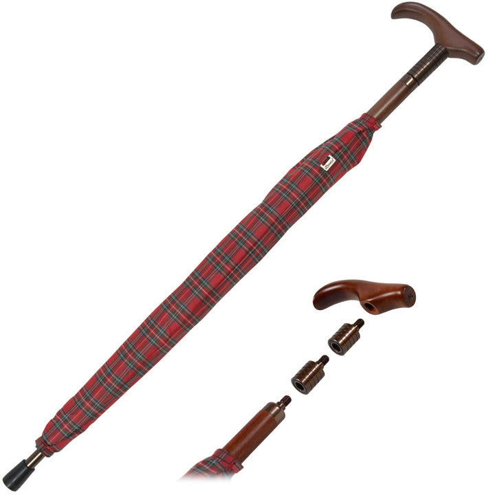 iX-brella Stützschirm höhenverstellbar mit Holzgriff - Karo rot klein, Karo Rot Klein