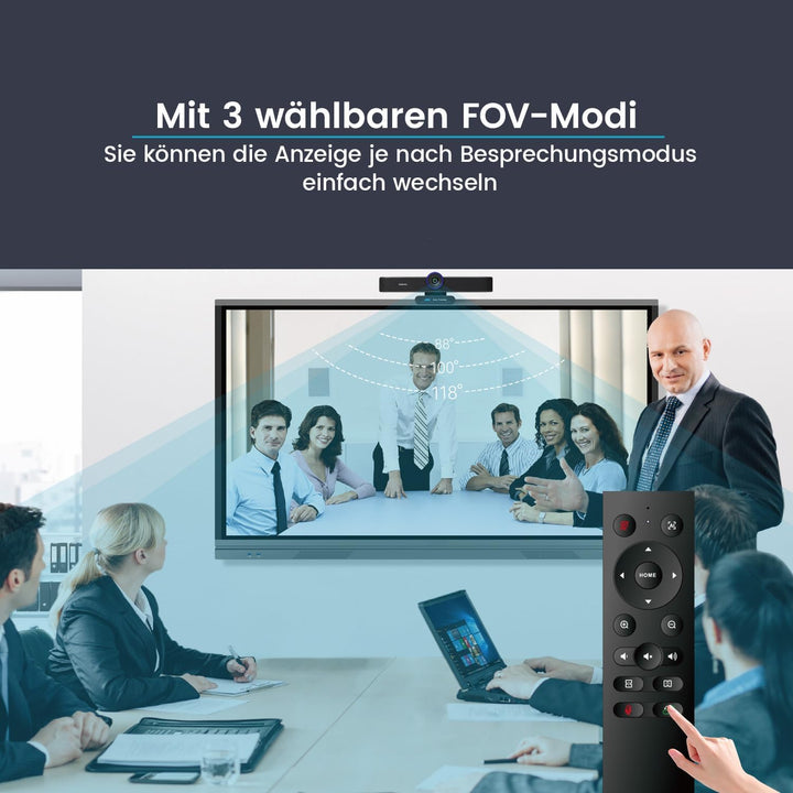 TONGVEO KI Automatisches Tracking 4K Webcam mit Mikrofonen und Lautsprecher, 5-facher Digitalzoom eP