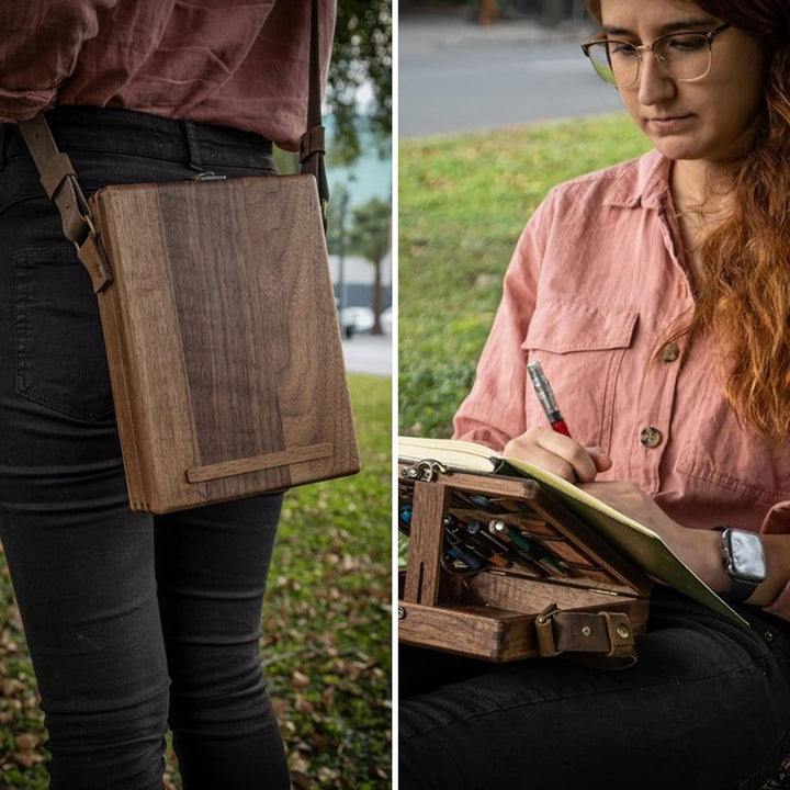 Writers Messenger Wood Box Paint Brush Holder A5 Künstler Werkzeug Aufbewahrungsbox Multifunktionale