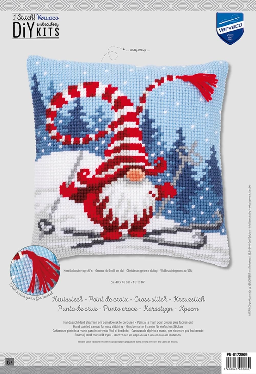 Vervaco PN-0172809 Kreuzstichkissen, Mehrfarbig, 40x40cm, 40x40cm