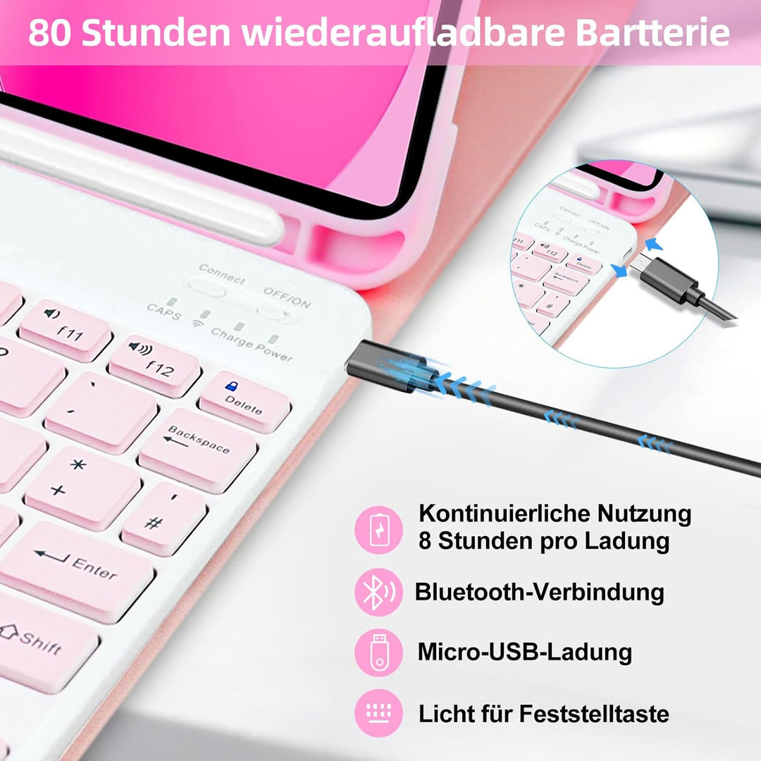 iPad 10th/(A16) 11th Generation Tastatur Hülle für 10.9 Zoll 2022/11 Zoll 2025, Abnehmbare Drahtlose
