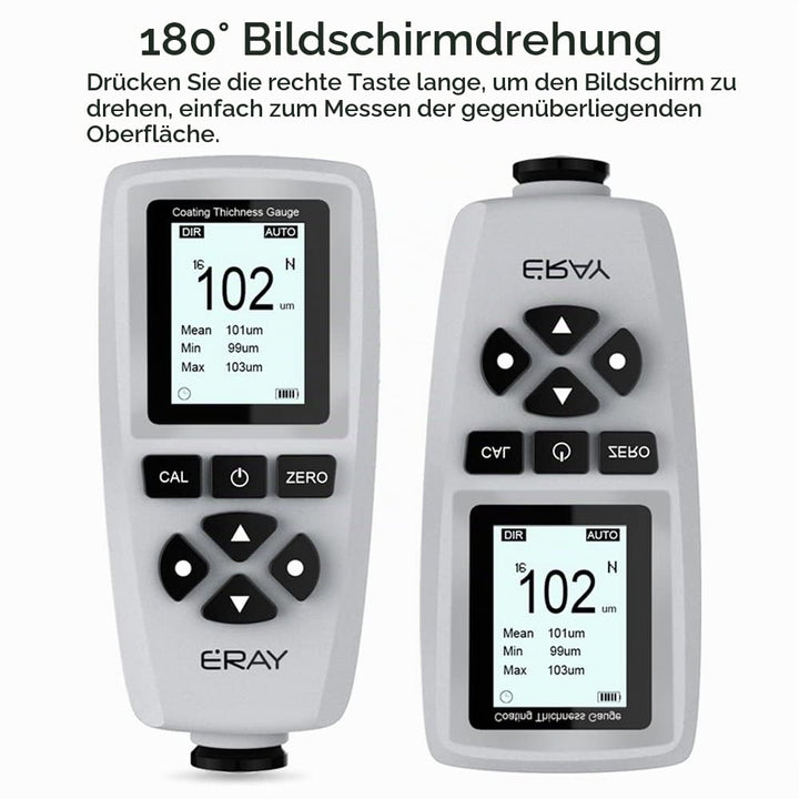 ERAY Schichtdickenmessgerät mit Hintergrundbeleuchtung LCD-Anzeige, Lackschichtenmesser inklusive Ko