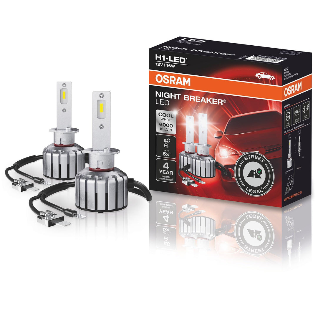 OSRAM NIGHT BREAKER H1-LED; bis zu 40% weniger Blendung; erste strassenzugelassene H1 LED-Nachrüstla