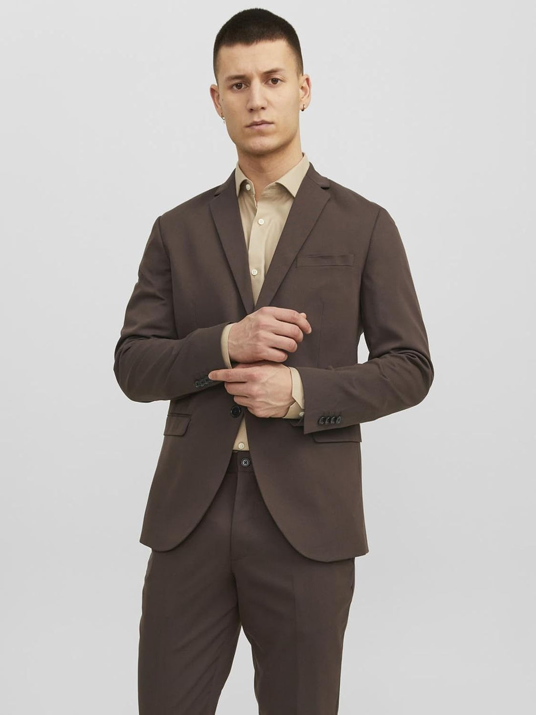 JACK & JONES Male Einreihiger Blazer JPRFRANCO Super Slim Fit Blazer 48 Braun, 48 Braun