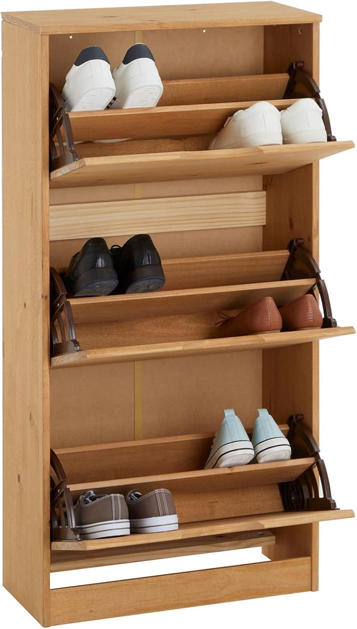 IDIMEX Schuhschrank Basil, schöner Schuhkipper mit 3 Klappen, praktische Schuhkommode aus Kiefer in