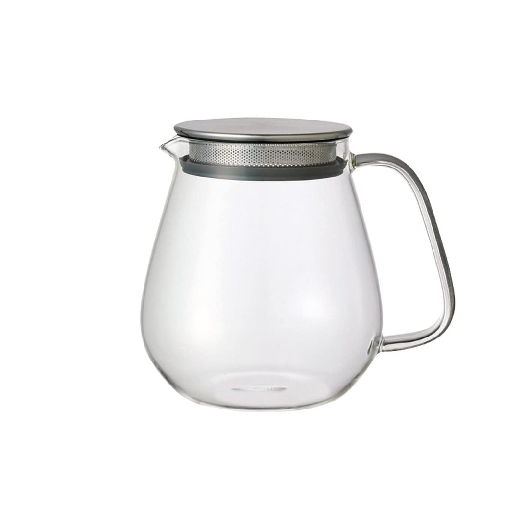 Kinto Unitea One Touch Teekanne aus Edelstahl, 720 ml, hitzebeständige Glas-Teekanne mit Edelstahlsi