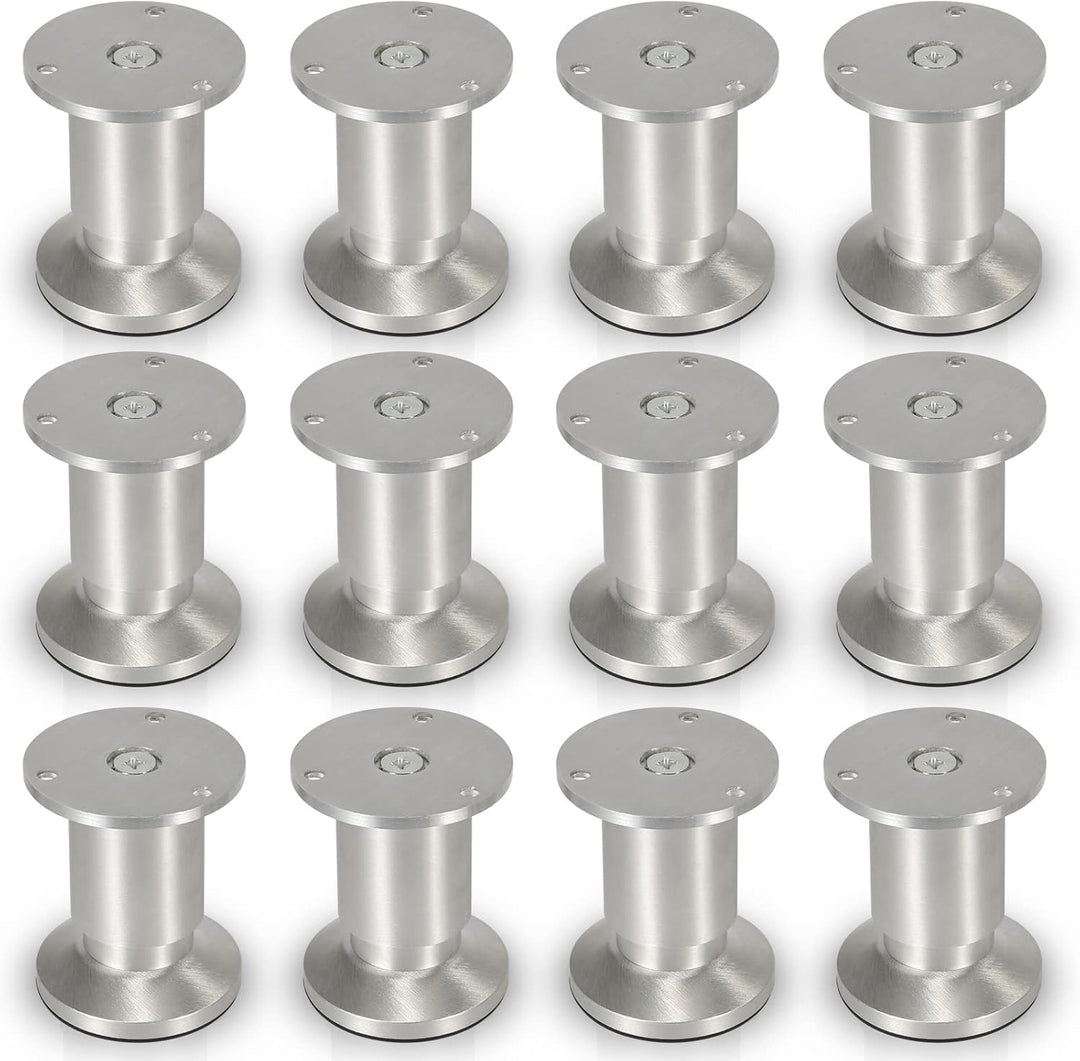 Gimisgu Aluminium Möbelfüsse 12er Set,Runde Möbelfuss Sockelfuss,Höhe 100mm,Höhenverstellbar:15mm,Be