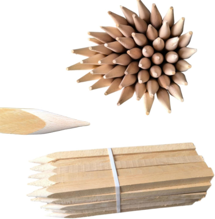 Holzpfähle Buchenholz Quadratisch 100 Stück - Längen 30 cm Holzpflöcke für Markierungen Robuste Spit