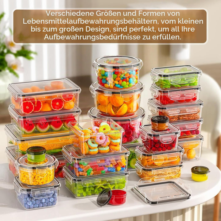 Frischhaltedosen mit Deckel, 50 Teile Vorratsdosen Set (25 Behälter & 25 Deckel),Küche Meal Prep Box