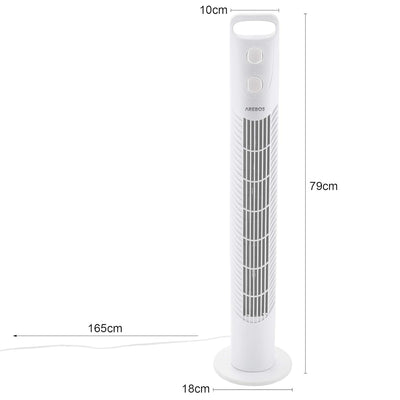 Arebos Turmventilator mit Timer | 40 Watt | 75°-Oszillation | Ventilator mit 3 Geschwindigkeitsstufe