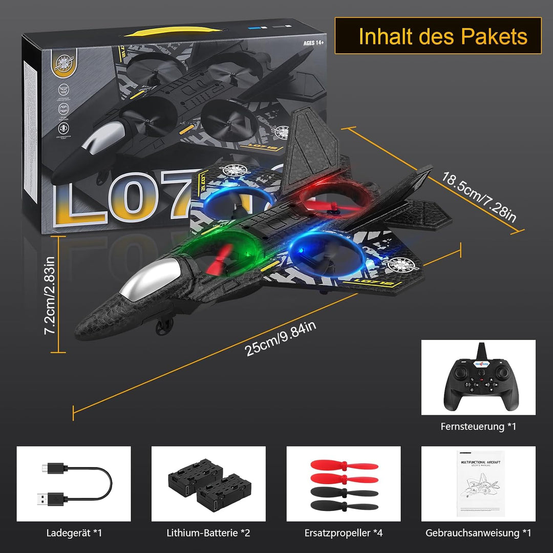 Henakmsl RC Flugzeug, 2.4GHz Ferngesteuertes Flugzeug L0712 Quadcopter Schwebendes Kampfflugzeug RC