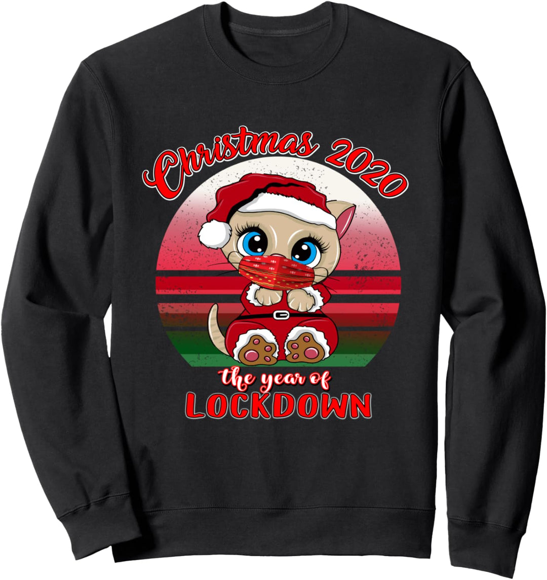 Quarantäne Santa Cat Lockdown Weihnachten 2020 Plaid Sweatshirt