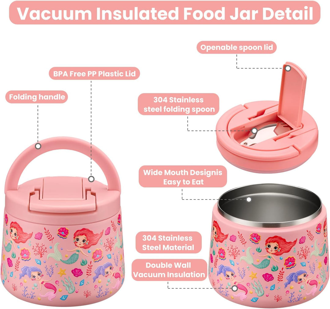 Itslife Thermobehälter für Essen 420ml, Warmhaltebehälter Essen Edelstahl mit Deckel und Löffel, The