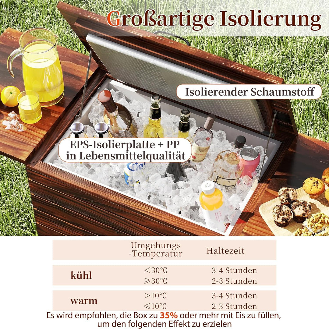 COSTWAY Kühlwagen, Getränkewagen mit 2 Seitenablagen, Flaschenöffner, unterer Ablage, Servierwagen a