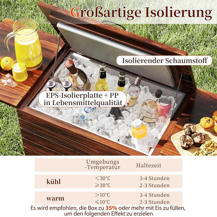 COSTWAY Kühlwagen, Getränkewagen mit 2 Seitenablagen, Flaschenöffner, unterer Ablage, Servierwagen a