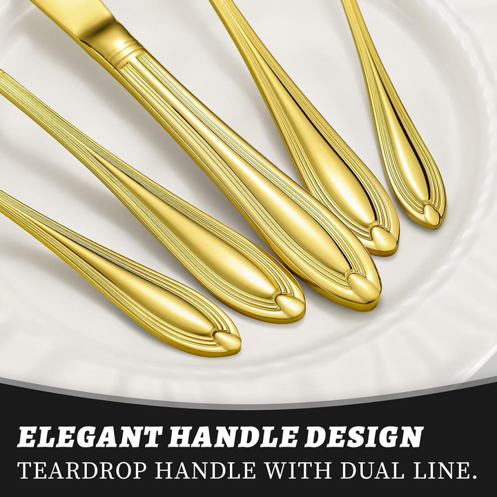 univionlions Besteckset Gold für 4 Personen-20 teilig Essbesteck Set Elegantes Bestecksets mit Gabel