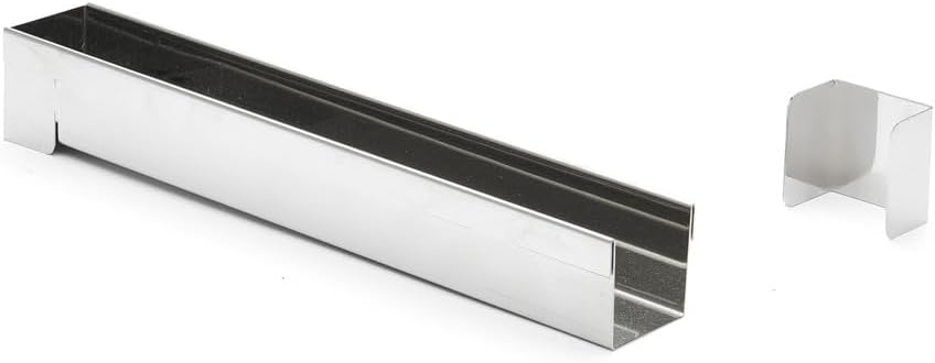 De Buyer 3205.04 Quadratische Dachrinne, Feinabzieher, Edelstahl, 30 x 4 cm, grau