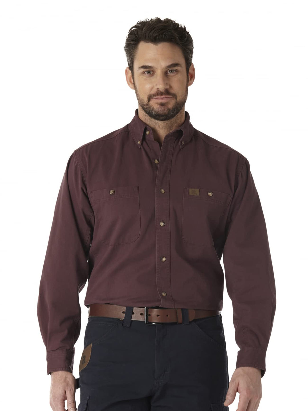 Wrangler, Riggs Herren-Arbeitshemd Logger aus Twill, langärmelig M Burgunder, M Burgunder