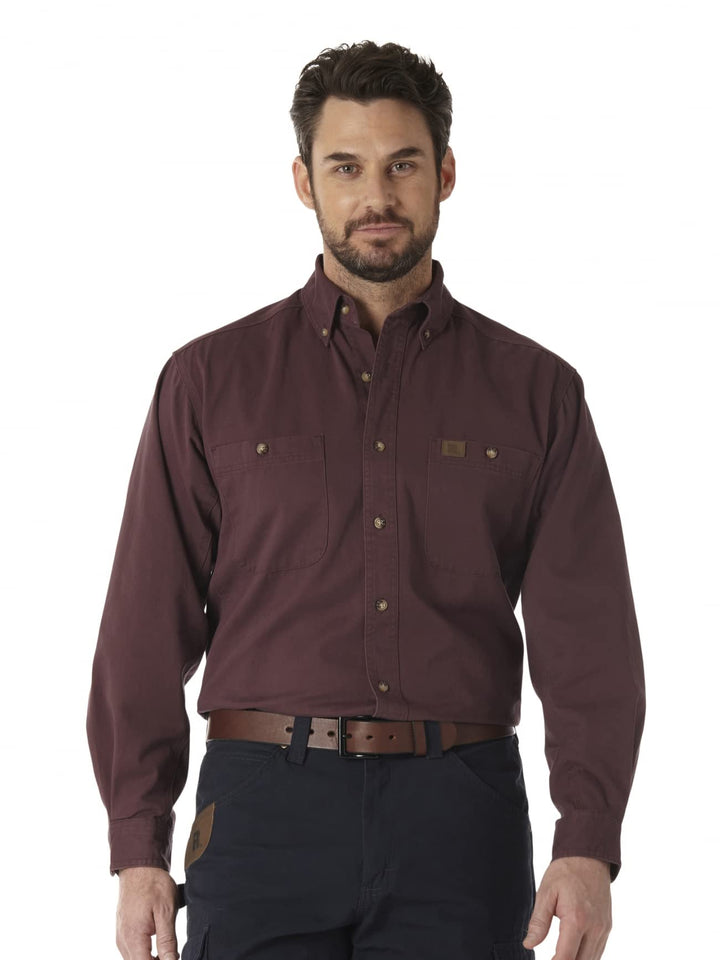 Wrangler, Riggs Herren-Arbeitshemd Logger aus Twill, langärmelig M Burgunder, M Burgunder
