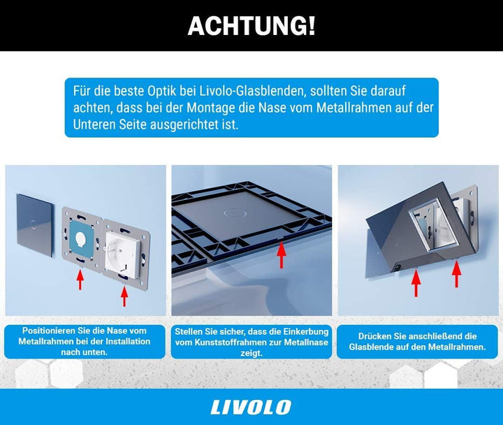LIVOLO Glas Touch Lichtschalter Funkschalter Steckdosen Wechselschalter uvm in schwarz (nur Rahmen: