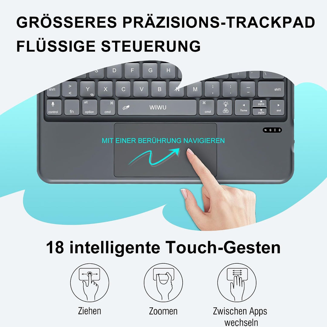 WIWU iPad Pro 11 Hülle mit Tastatur (M5/M4 2025/2024) 360°-Ständer Magnetisch Abnehmbare Tastaturhül