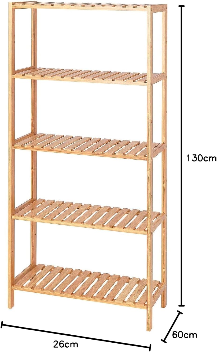 dibea Bambusregal mit 5 verstellbaren Ablageflächen Schuhschrank Badezimmerregal Wohnzimmerregal Sta