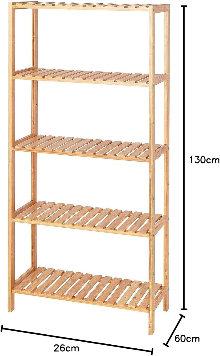dibea Bambusregal mit 5 verstellbaren Ablageflächen Schuhschrank Badezimmerregal Wohnzimmerregal Sta