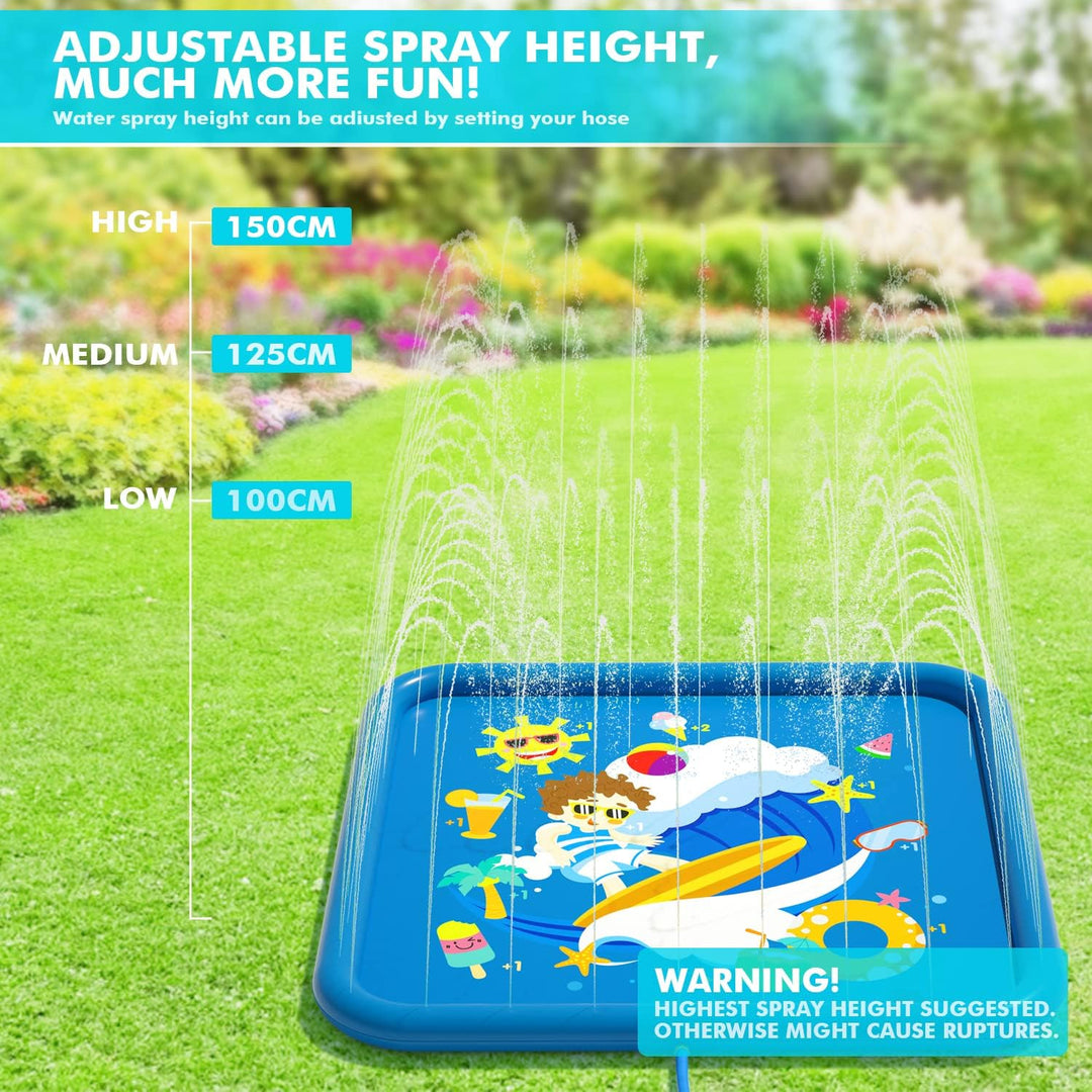 Peradix Splash Pad,170CM Sprinkler Wasser-Spielmatte Anti-Rutsch Splash Play Matte Sommer Outdoor Ga