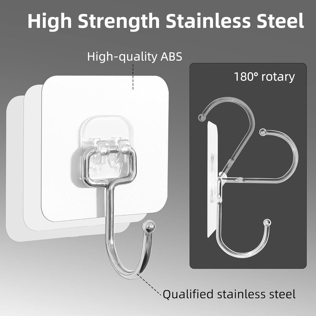 Charfia 16 Stück 15kg (Max) Selbstklebend Haken Extra Stark, Grosse Klebehaken Transparent Haken Sel