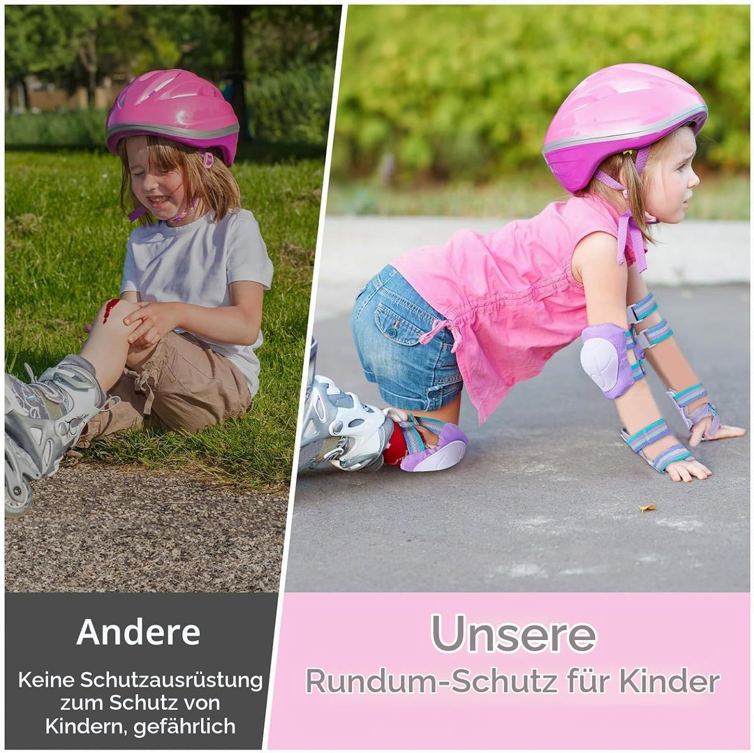 Unicorn Castle Knieschoner Kinder Schoner Set Inliner Schützer 6 in 1 Schutzausrüstung Kinder Ellenb