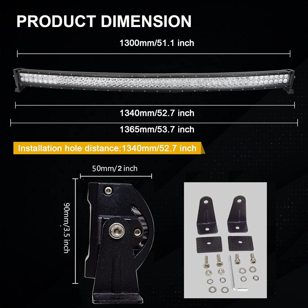 AUXTINGS LED Zusatzscheinwerfer Scheinwerfer 132 cm 300W LED Nebelscheinwerfer gebogen+ 10cm Spotlig