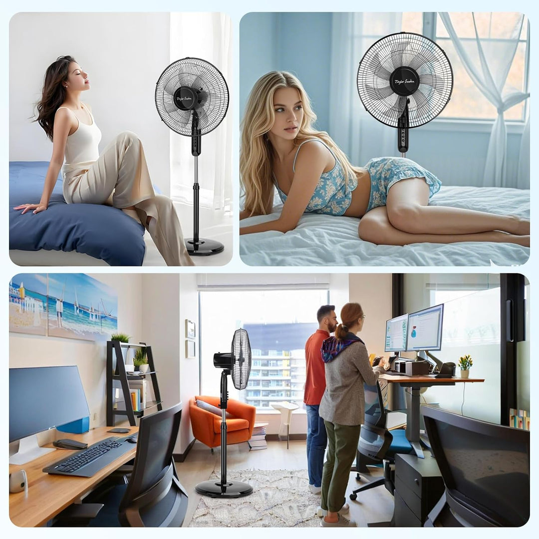 Taylor Swoden Standventilator Leise, 7 Flügel, 3 Geschwindigkeitsstufen, 50w Hoher Luftdurchsatz Osz