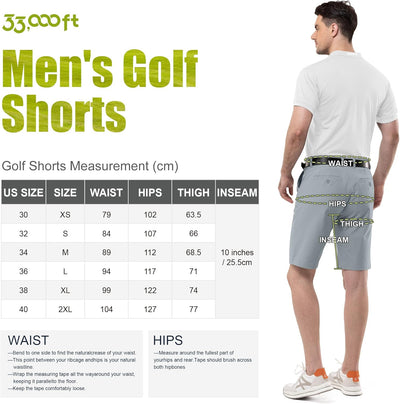 33,000ft Herren Golf Shorts UPF 50+ Stretch Shorts 10'' Bermuda Shorts Kurze Hose Dry Fit Causal Sho