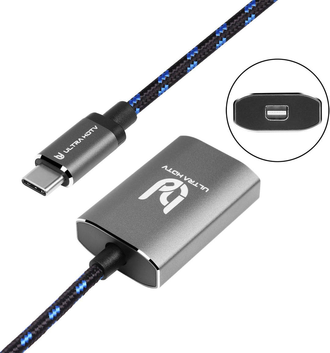 Ultra HDTV USB-C auf Mini-Displayport Adapter (Buchse), 4K Übertragung bei vollen 60Hz, Grau