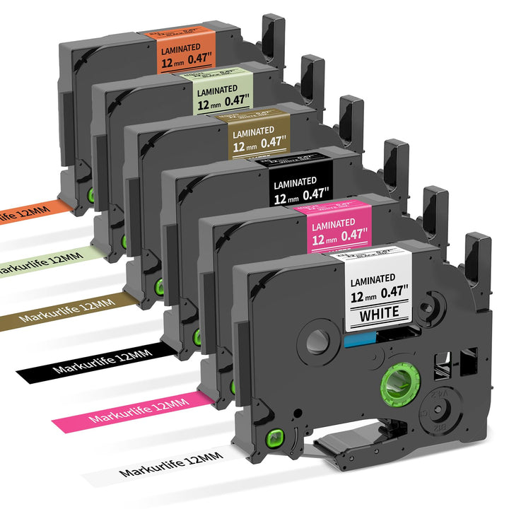 6x Markurlife TZe Schriftband 12mm Kompatibel mit Brother P-Touch Bänder TZe-231 12mm 0,47 laminiert