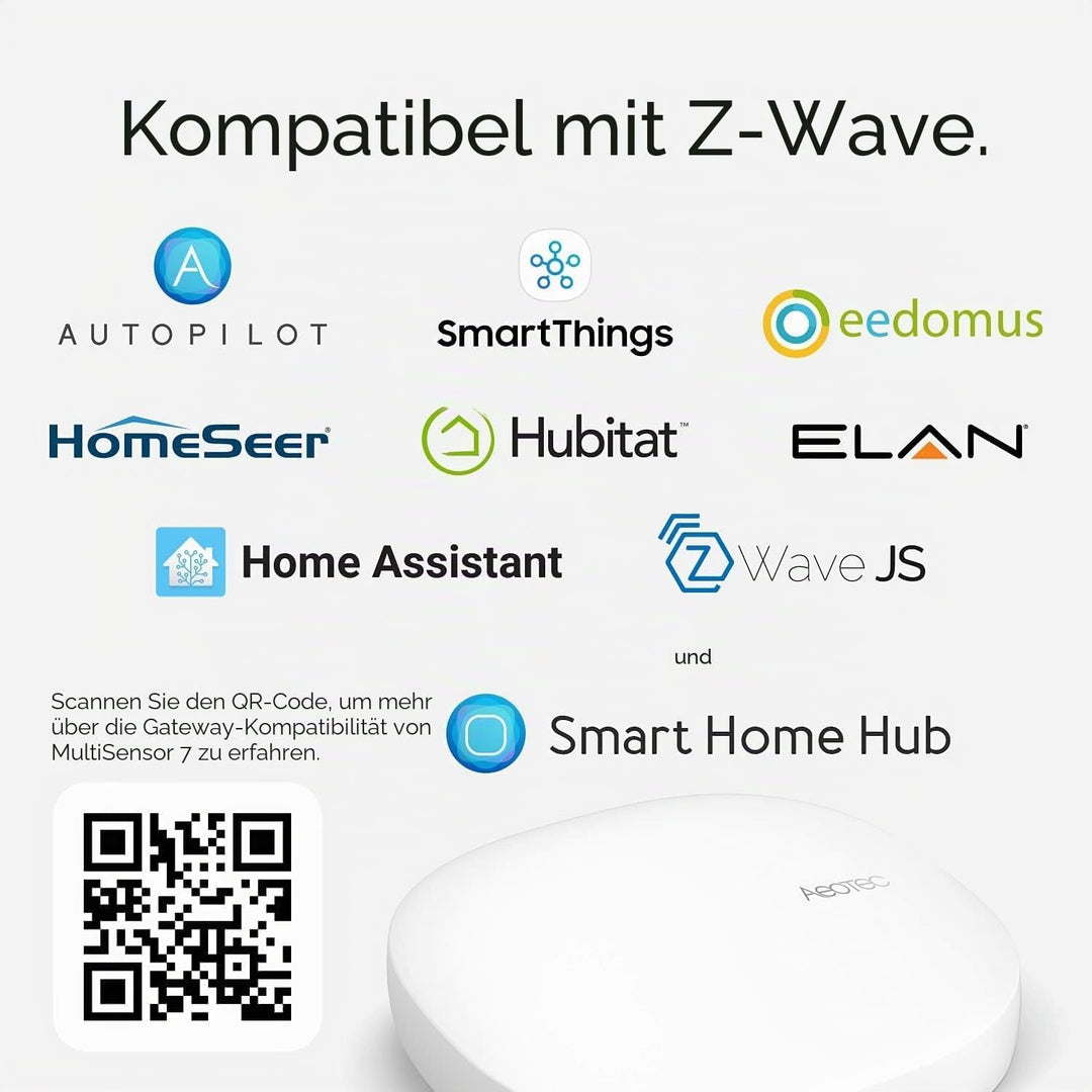 Aeotec Multi-Sensor 7 | Z-Wave Smart Home 6-in1 Sensor | Bewegungsmelder, Temperatur, Luftfeuchtigke