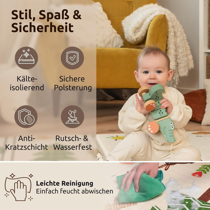 Mallie® Spielmatte Baby Faltbar Schadstoffrei [Kratzfeste Schutzschicht] Krabbeldecke Baby, Krabbelm