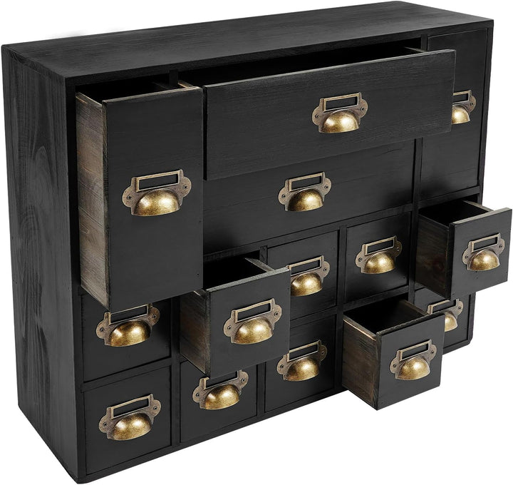 Mini Kommode mit 14 Schubladen, Vintage Aufbewahrungsschrank - Schrank Schubladenschrank Holz Klein
