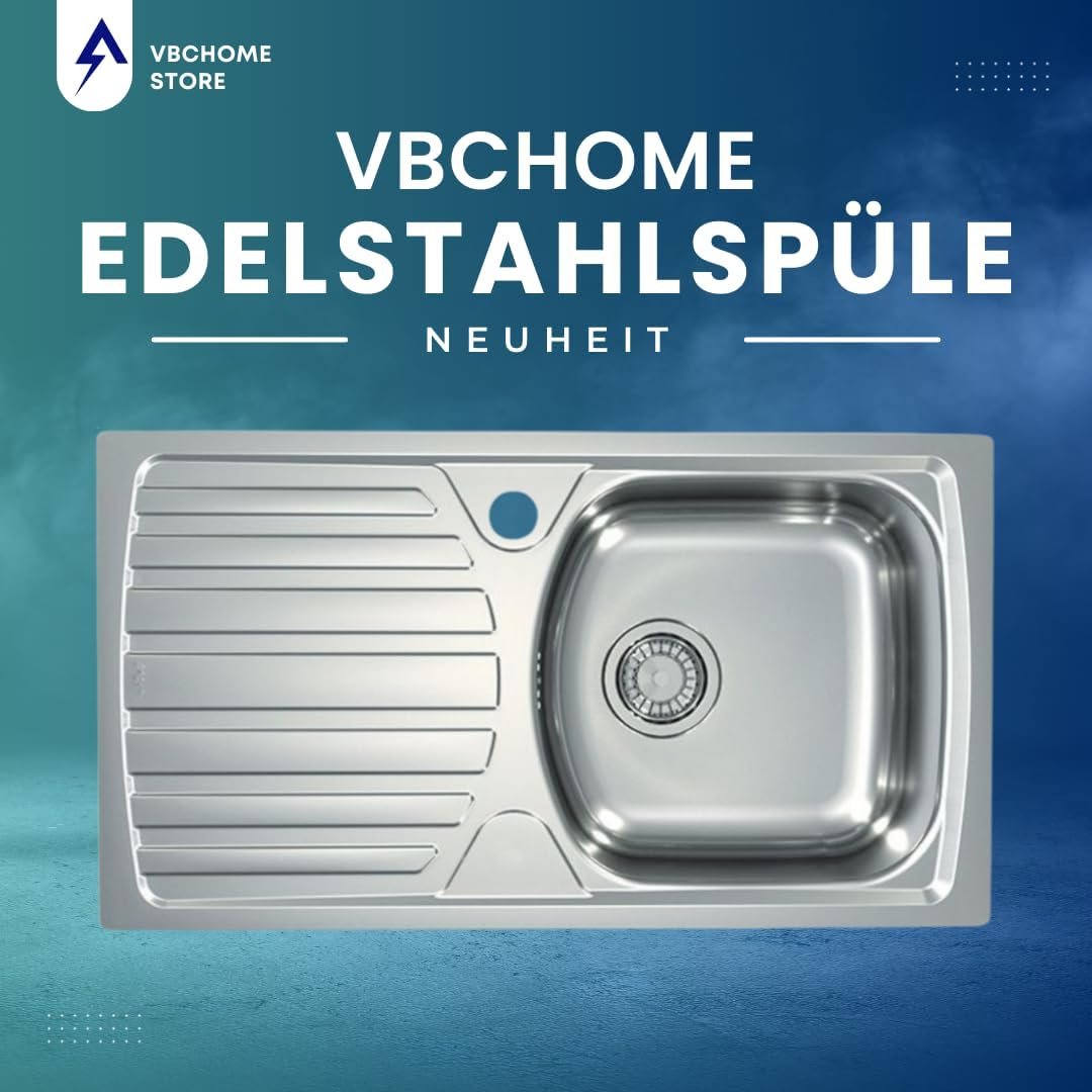 VBChome: Einbauspüle mit Hahnloch 780 x 435 mm Camping Küchenspüle - Satinstruktur Alveus Basic 170