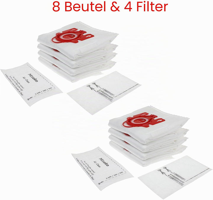 Miele HyClean 3D Efficiency Dust, Typ FJM, 8 Beutel & 4 Filter, Rot