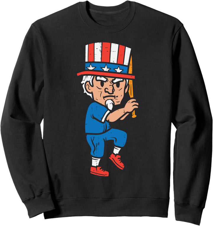 Uncle Sam Baseball American Sports 4th Of July Fourth Boys Sweatshirt