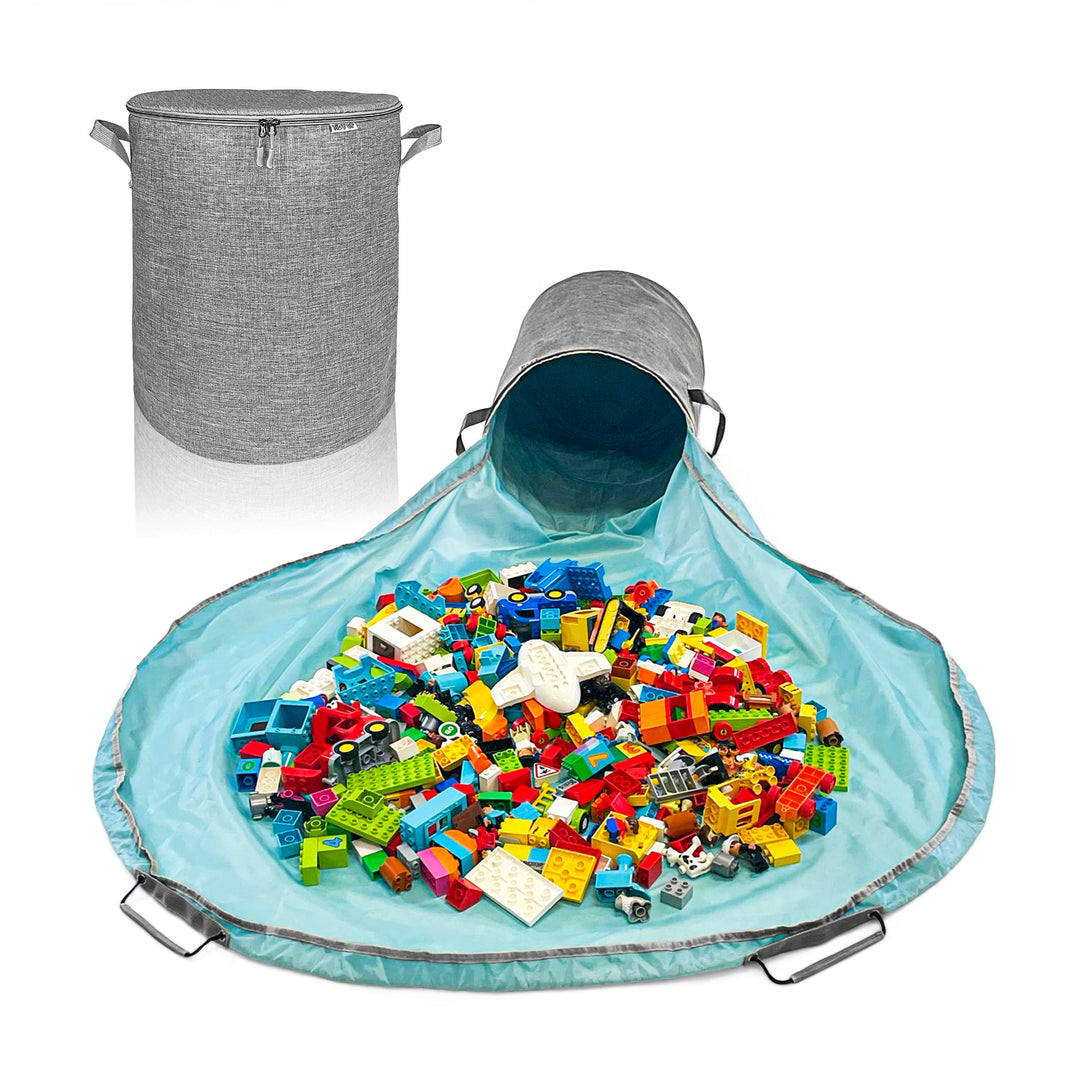 Spielzeug-Aufbewahrungskorb mit Spielmatte (XXL, 60L) – Faltbare Spielzeugbox & Organizer für Bauste