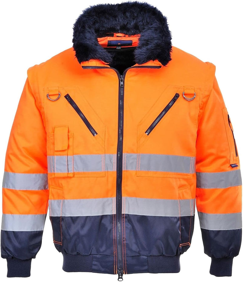 Portwest Hi-Vis Warnschutz 3-in-1 Pilotjacke, Grösse: S, Farbe: Orange/Marine, PJ50ONRS S orange / m