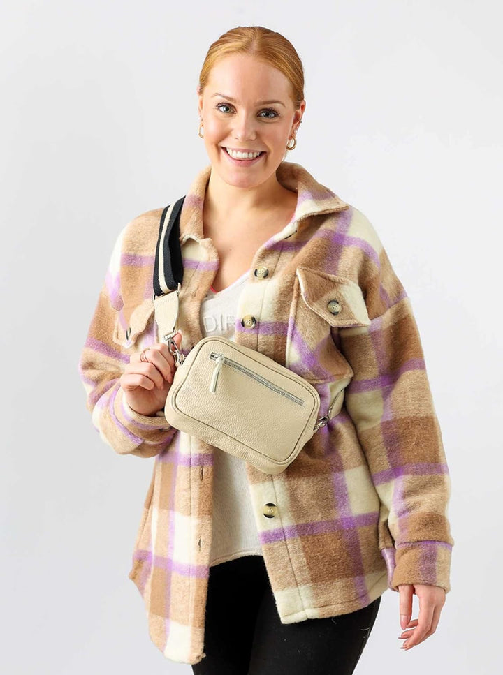 Zwillingsherz Umhängetasche mit Reissverschluss aus 100% Echtleder - Hochwertige Handtasche zum Umhä